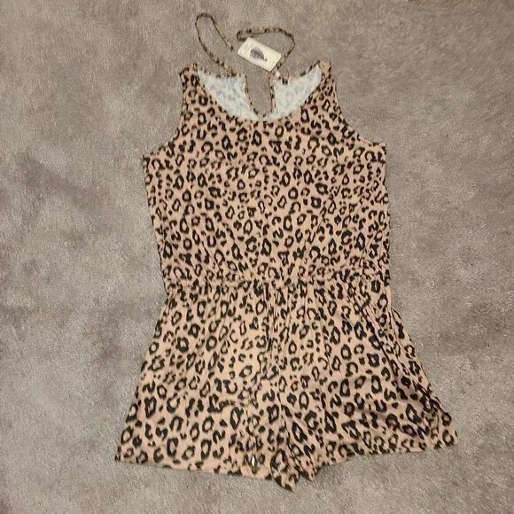 NWT Skorts Leopard print Summer Sleeveless Casual Tie Waist Romper - Picture 1 of 4
